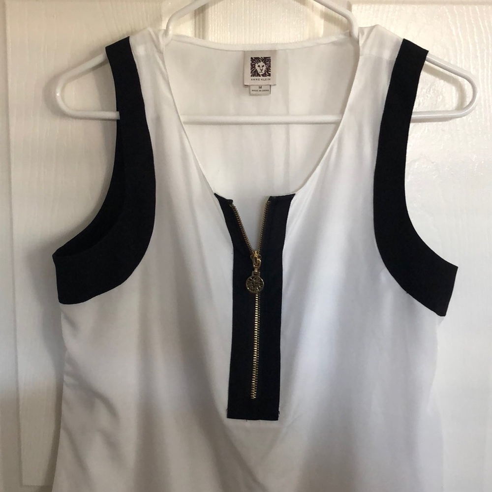Anne Klein White & Black Blouse Tank Top